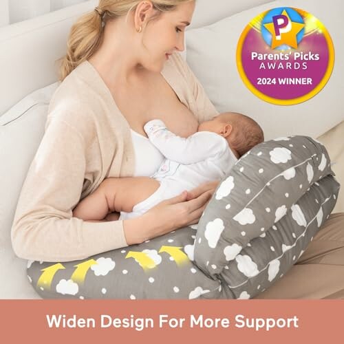 Mother using a supportive pillow while breastfeeding a baby