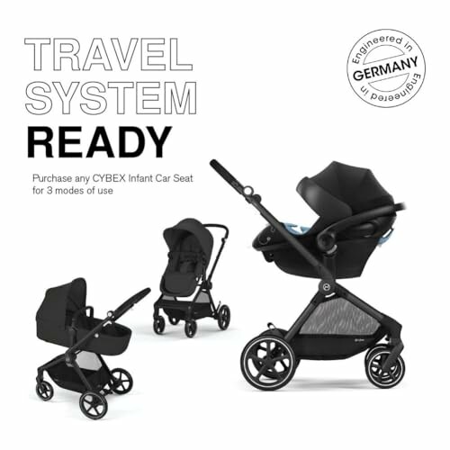 Cybex travel system with stroller and car seat configurations.